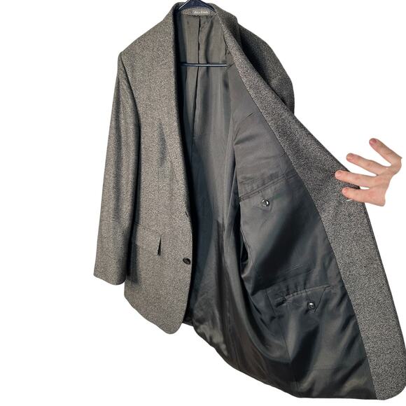 Oscar de la Renta 44R Tweed 100% Wool Blazer 2 Button Suit Jacket Gray Black - Picture 3 of 10